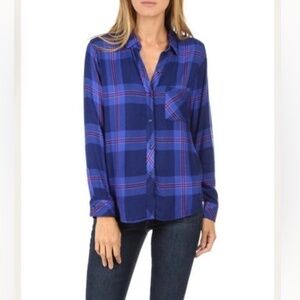 Rails Hunter Long Sleeve Shirt XS Soft Flannel Relaxed Fit Ultra Violet/Magenta